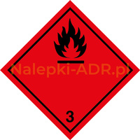 Nalepka nr 3 - nalepki ADR klasa 3 - Materiały ciekłe zapalne - 25x25 cm