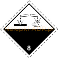 Nalepka nr 8 - Nalepki ADR klasa 8 - Materiały żrące (250 sztuk - FOLIA) 10x10cm