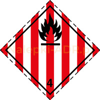 Nalepka nr 4.1 - Nalepka ADR klasa 4.1 - Materiały stałe zapalne, Materiały Samoreaktywne i Materiały Stałe odczulone (250 sztuk - FOLIA) 10x10cm
